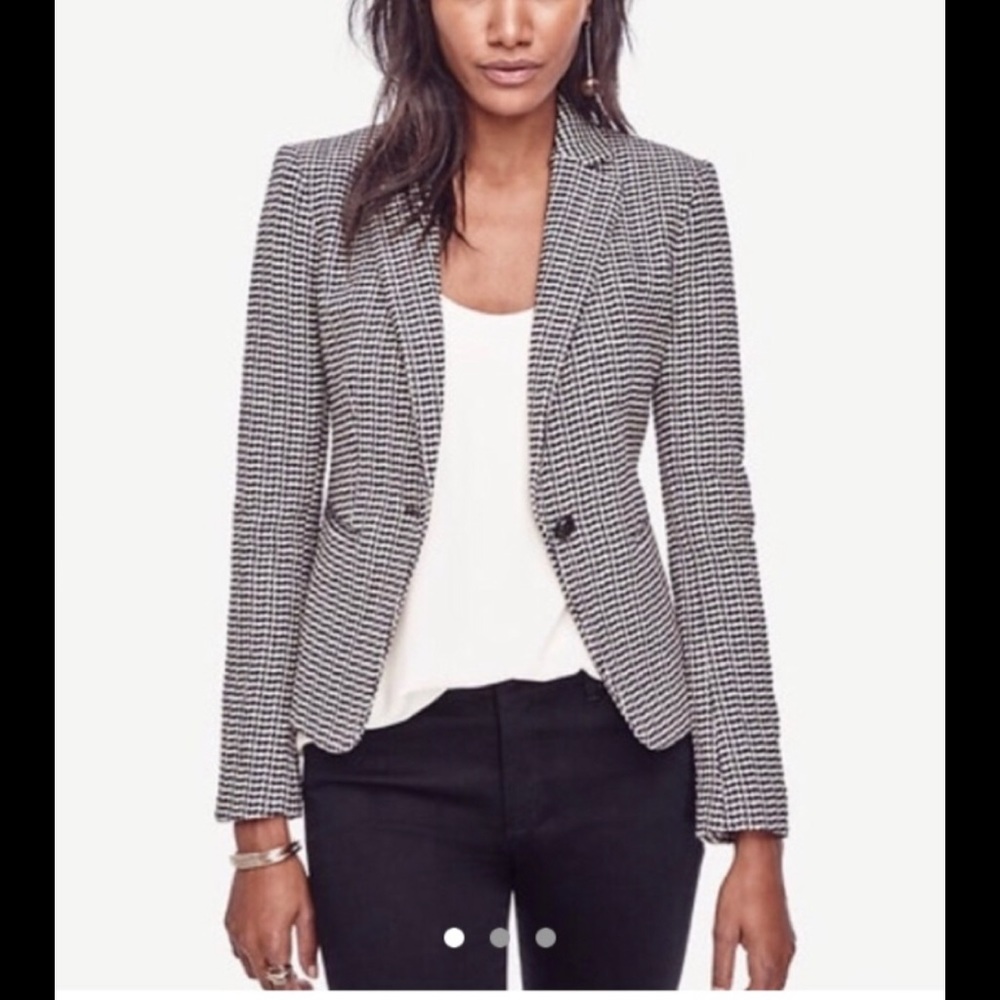 Ann Taylor Houndstooth One Button Blazer - Picture 1 of 9